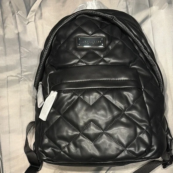 NWT Marc Jacobs Faux Leather Black Quilted Backpack - Picture 1 of 5